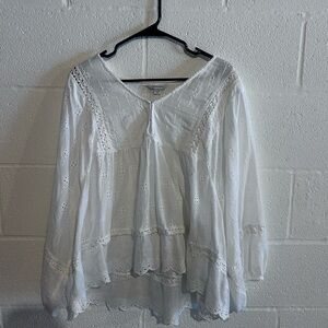 Elegant White Lace Women's Top XXL